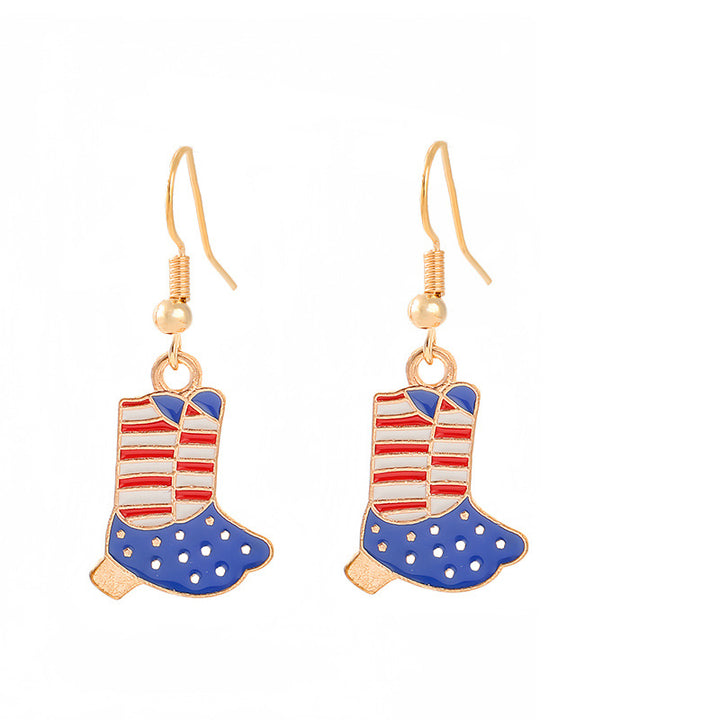 Women nan enamel horseshoe earrings with star motif and fishhook closure Bowlift
