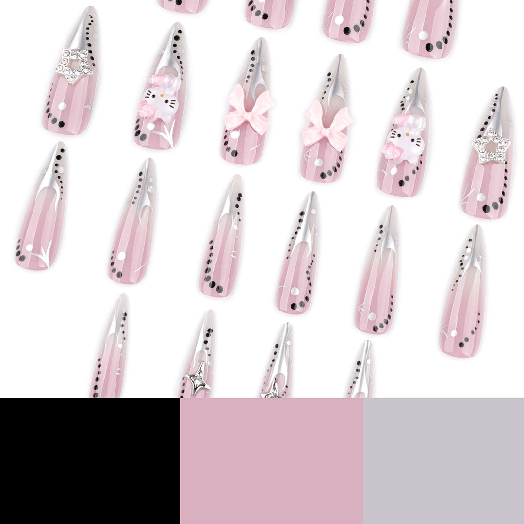 Artful Nail Extensions with Glamorous Decor Bowlift