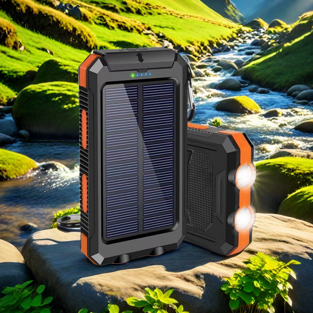 Solar Power Bank with Integrated LED Flashlight and Sturdy Design Bowlift