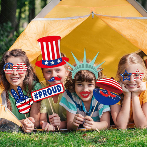 Unisex nan Photo Box Accessory Set for Independence Day Party Props Bowlift