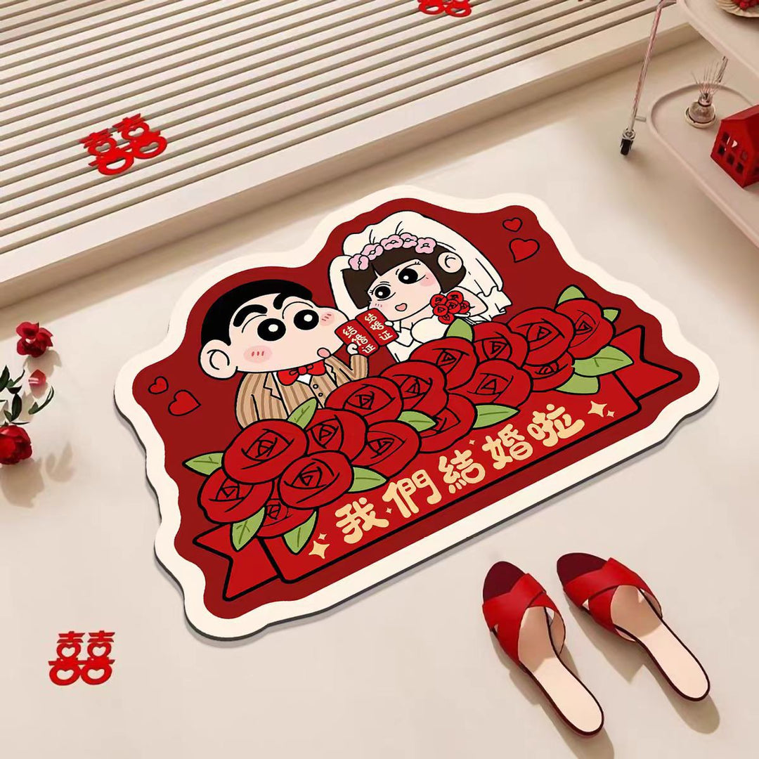 Playful Cartoon Romance Area Mat