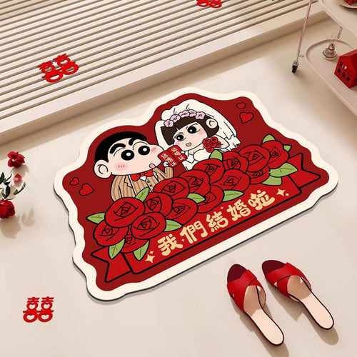 Playful Cartoon Romance Area Mat