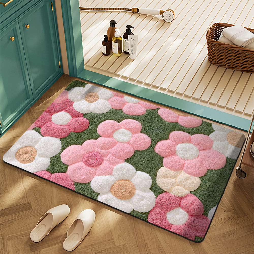 Embroidered Floral Bath Mat