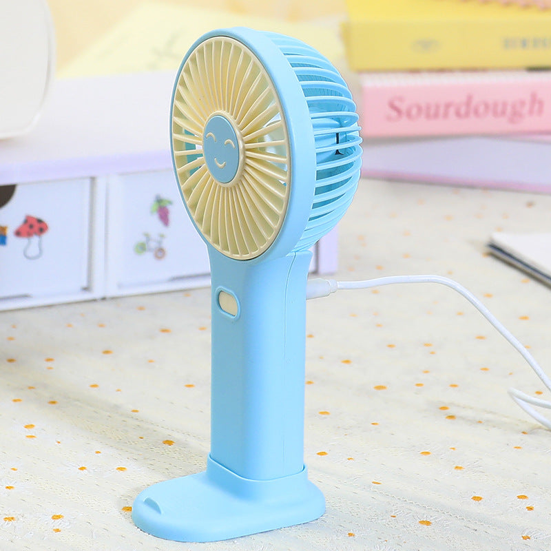 Ladies Portable Hand Fan with Cute Smiley Design Bowlift