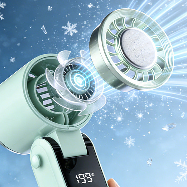 Women's Portable Hand Fan with LED Display Bowlift