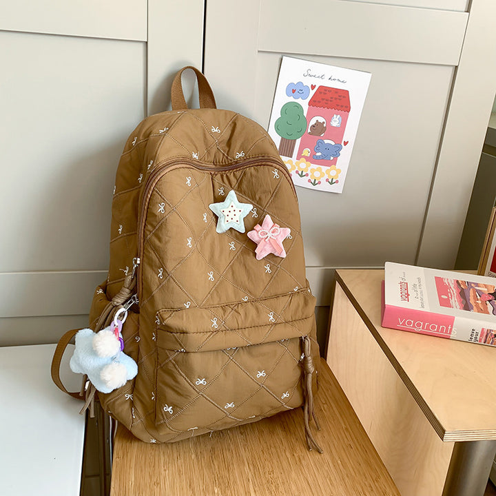 Quilted Bow-Embellished Backpack