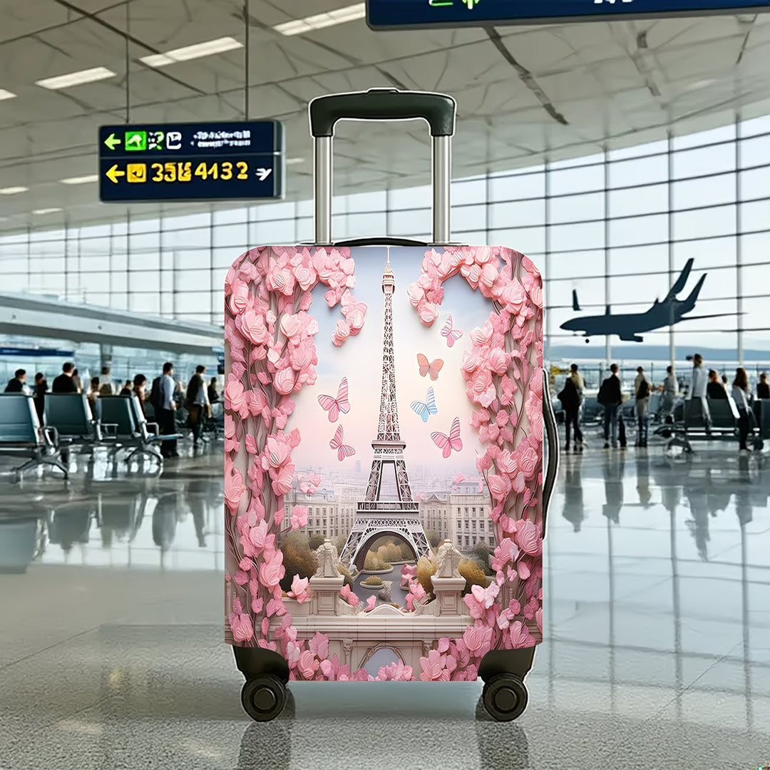 Unisex nan elastic suitcase cover with three-dimensional flower and butterfly design for trolley with zipper and slip-resistant interior fastening Bowlift