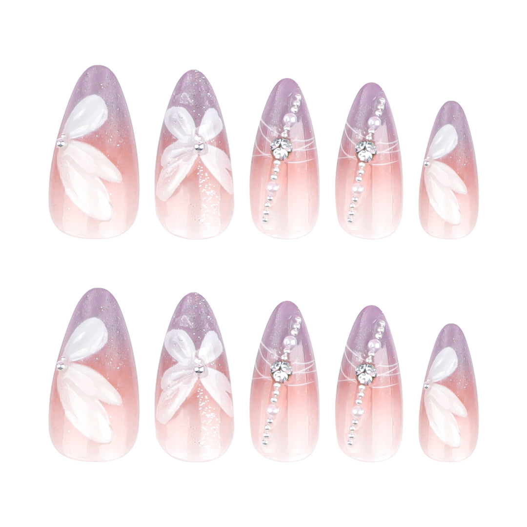 Artful Nail Extensions with Delicate Flower Designs Bowlift