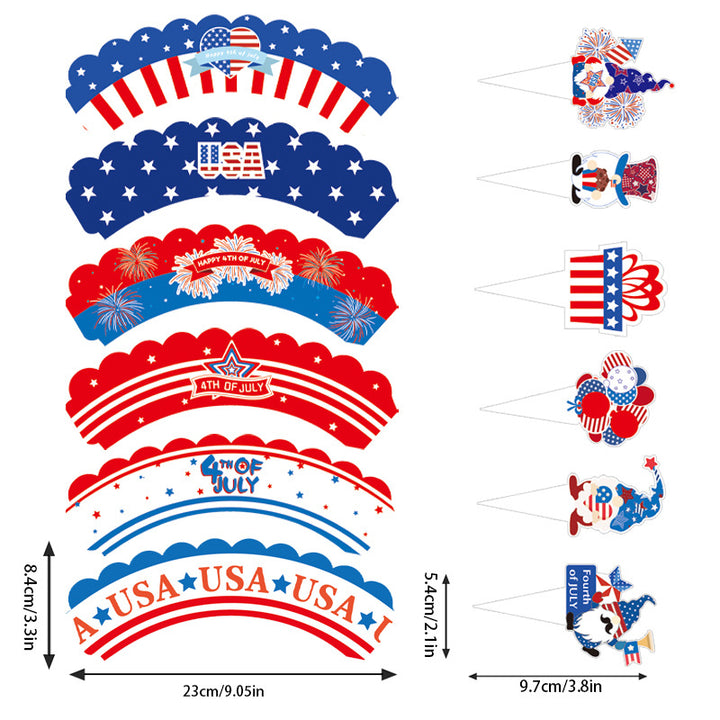 Unisex nan Patriotic Cupcake Wrappers Set for Independence Day Party with Scalloped Edges and Printed Stars Stripes Bowlift