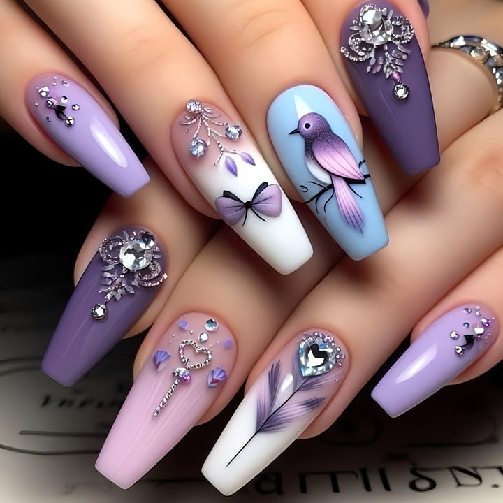 Floral Art Acrylic Nail Set Bowlift
