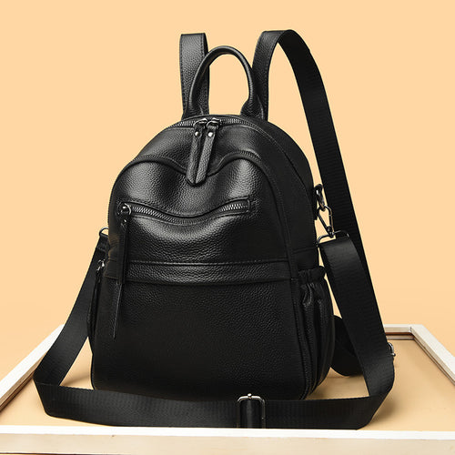 Multi-Functional Textured Leather Backpack Bowlift