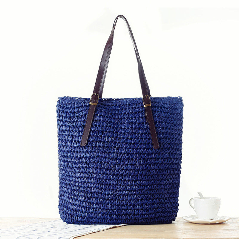 Braided Beach Bag with Sturdy Leather Handles Bowlift