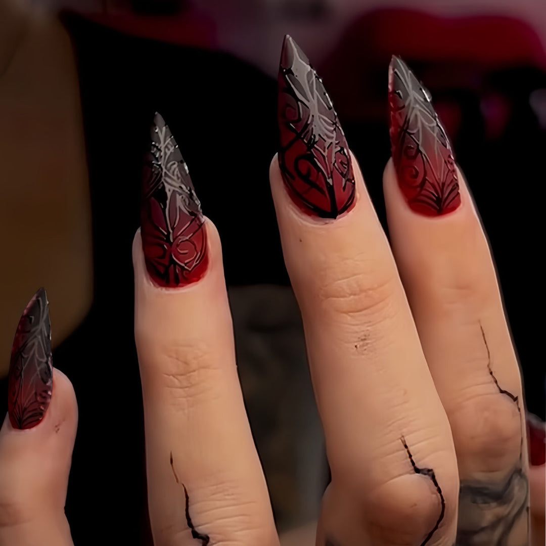 Gothic-Inspired Stiletto Press-On Nail Extensions Bowlift