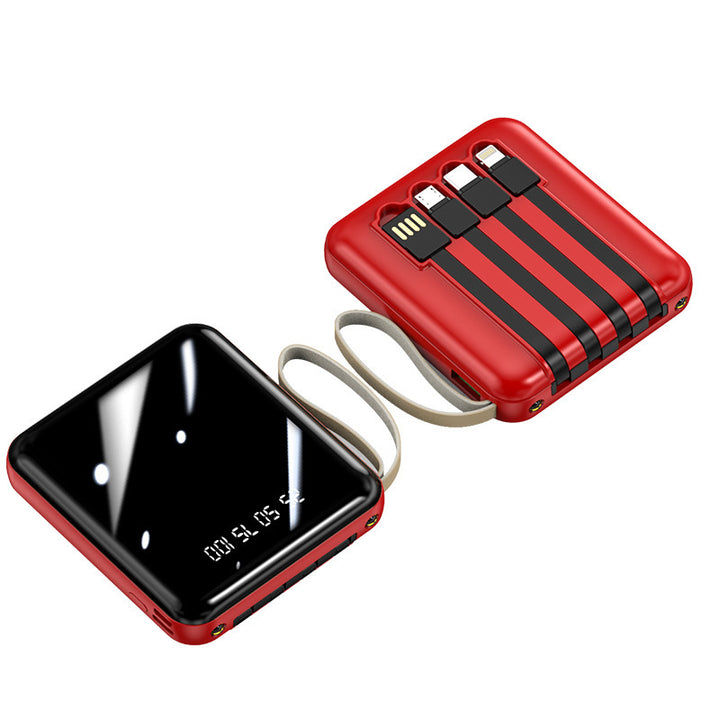 Portable power bank with integrated cables and digital display Bowlift