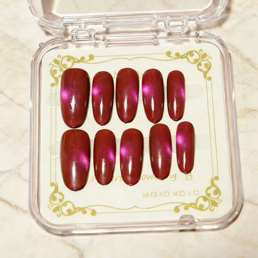 Glossy Almond-Shaped Press-On Nail Extensions Bowlift