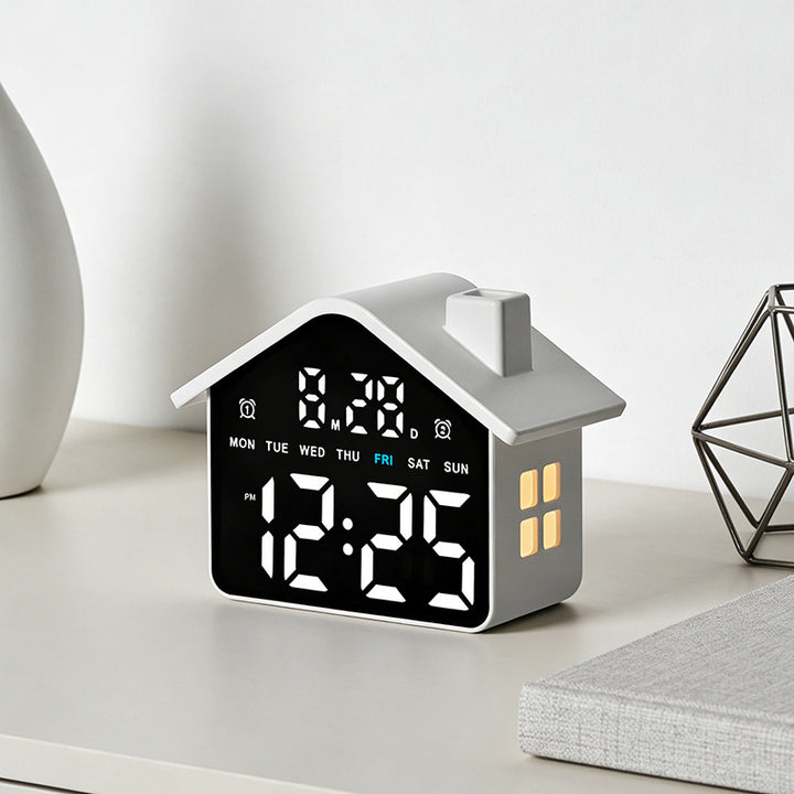 Digital Alarm Clock in Creative House Design Bowlift