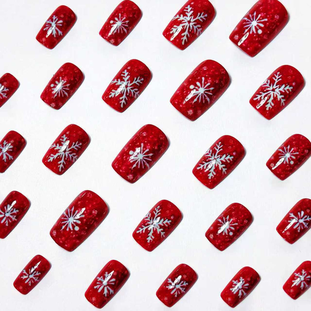 Creative Nail Art with Festive Snowflake Design Bowlift