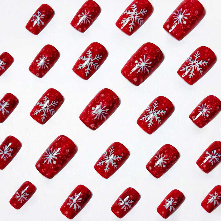 Creative Nail Art with Festive Snowflake Design Bowlift