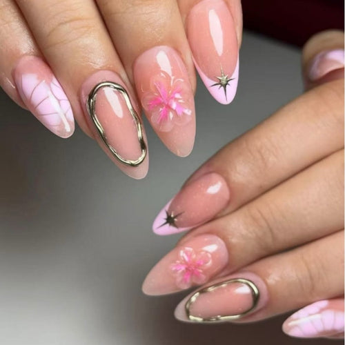Elegant Floral Design Press-On Nails Set Bowlift