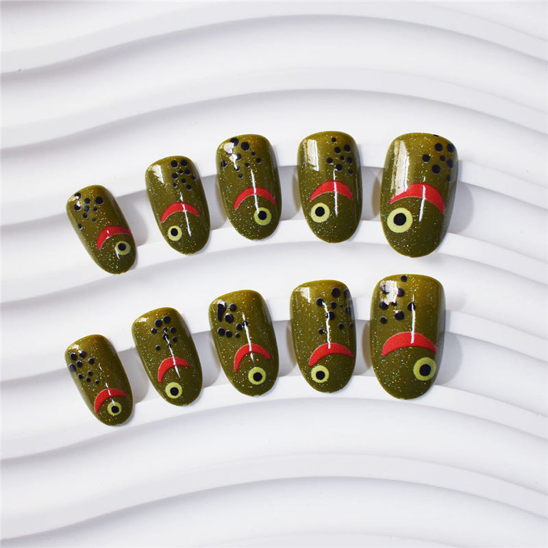 Fashionable Matte Finish Press-On Nails with Metallic Stripes Bowlift