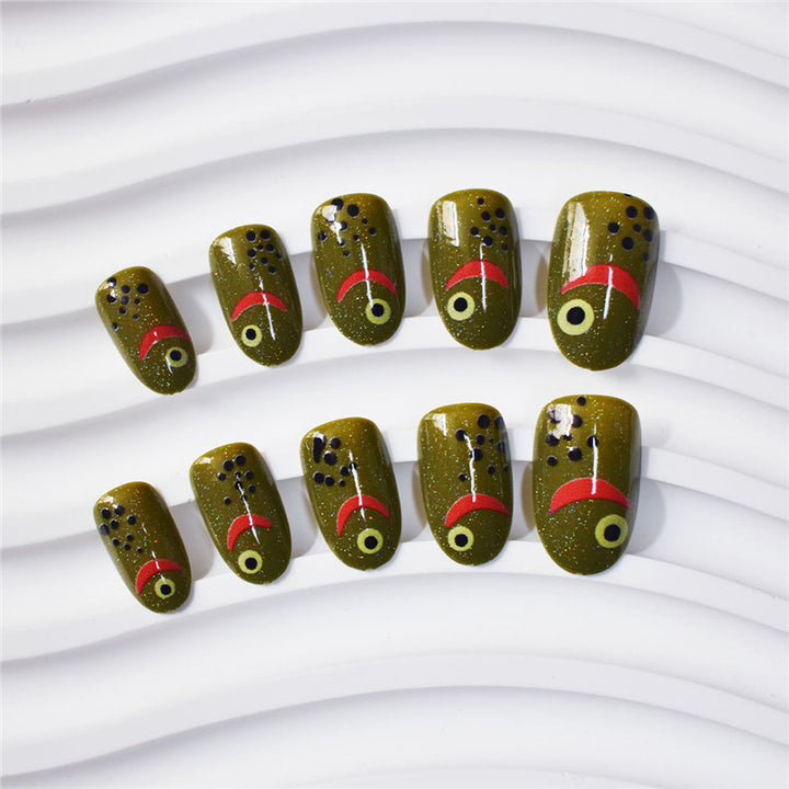 Fashionable Matte Finish Press-On Nails with Metallic Stripes Bowlift