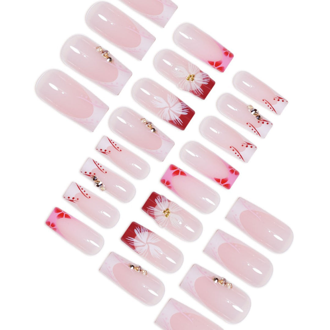 Elegant 3D Floral Press-On Nail Extensions Bowlift