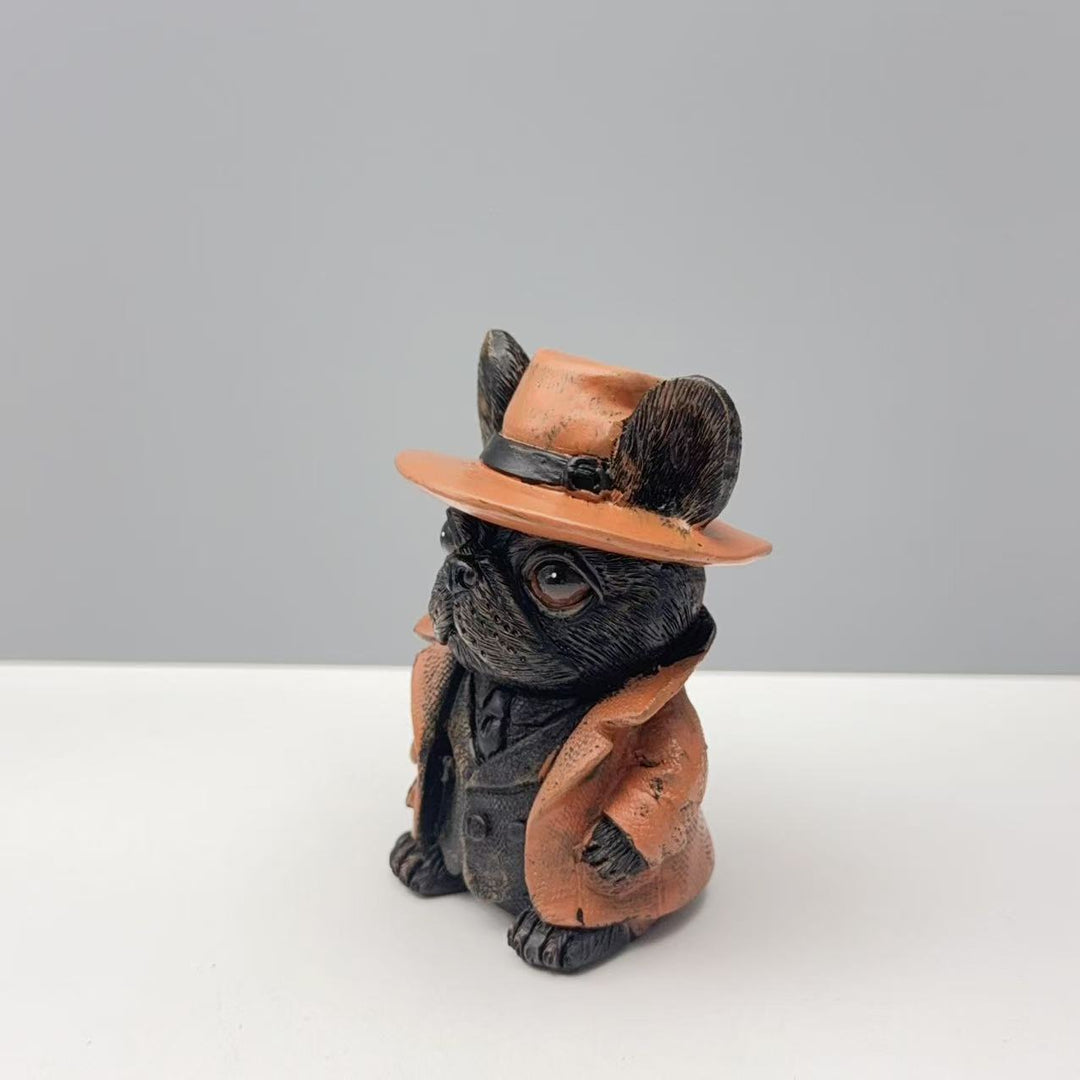 Decorative figure French Bulldog in suit Bowlift