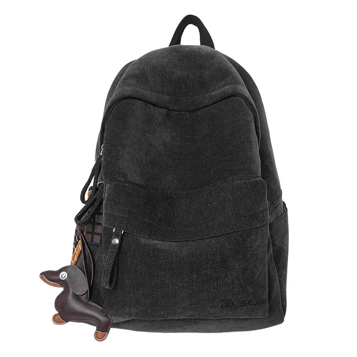 Corduroy Texture Casual School Backpack Bowlift