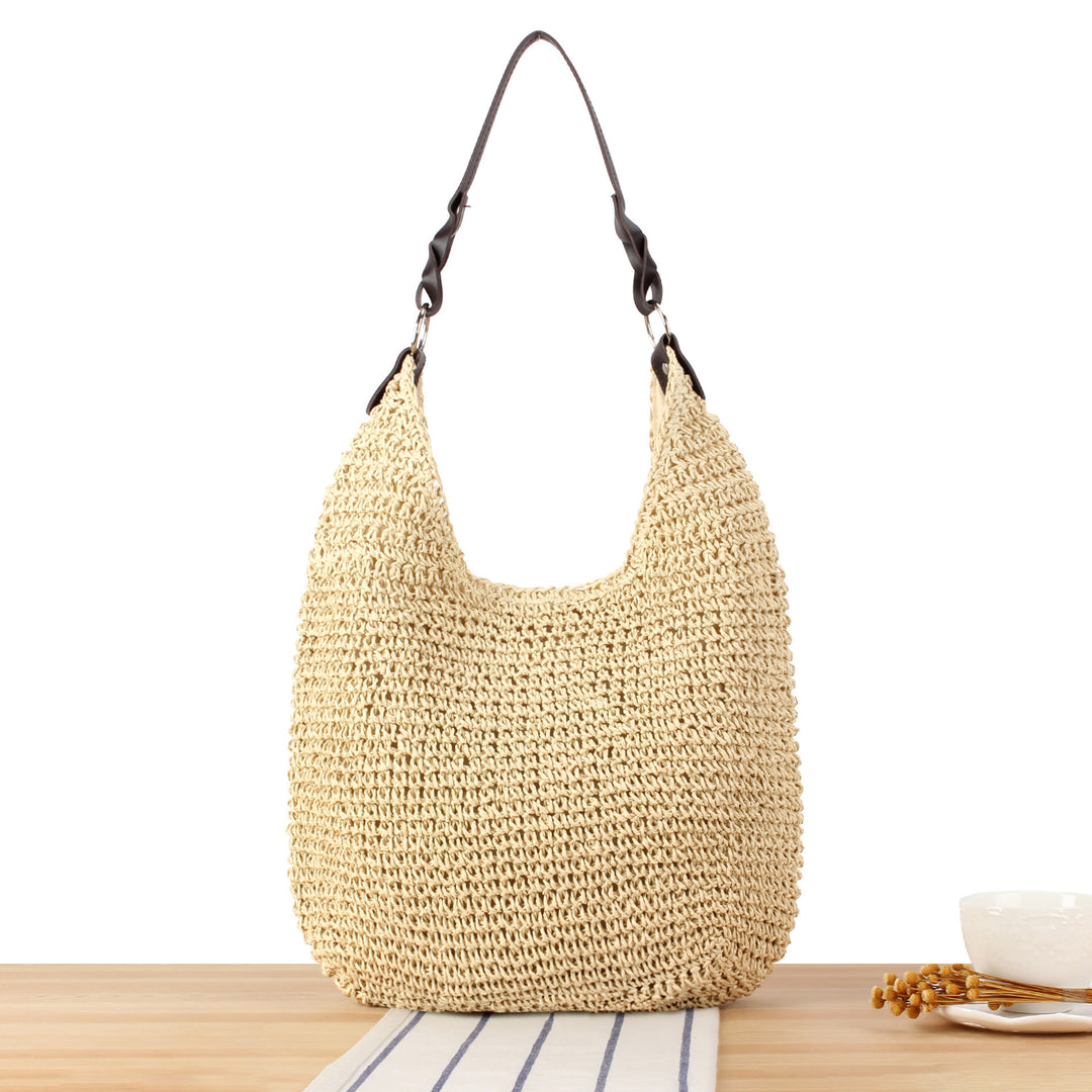 Handbag Made of Handmade Natural Braiding with Elegant Shoulder Strap Bowlift