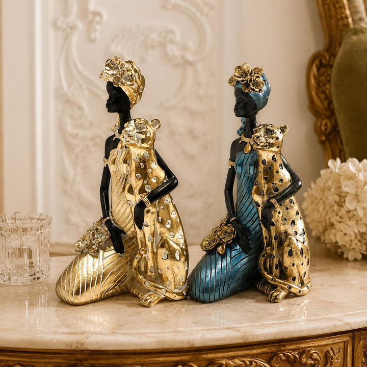 Elegant sculpture with leopard casting Bowlift