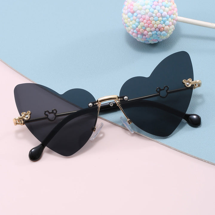 Women's Heart-Shaped Sunglasses with Embellished Frame Bowlift