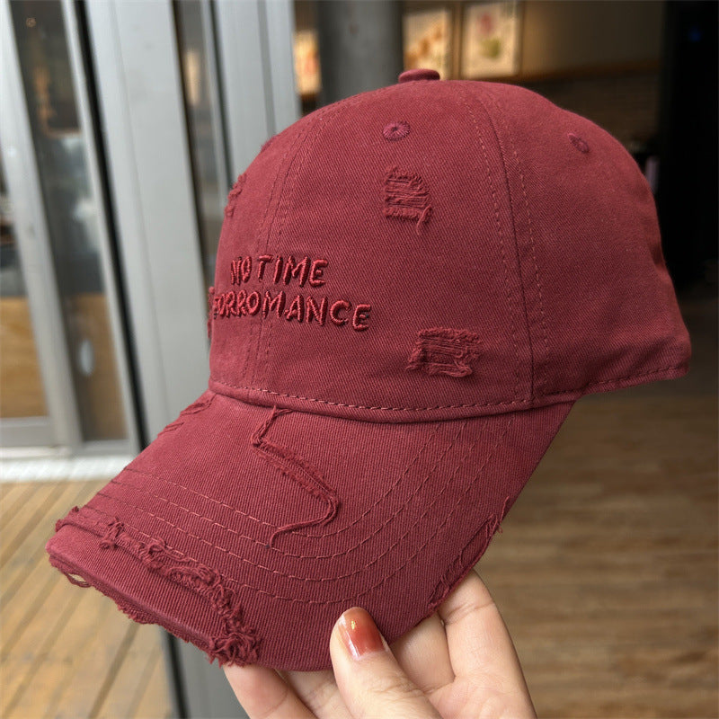 Women's Distressed Cotton Adjustable Baseball Cap Bowlift 1784084193