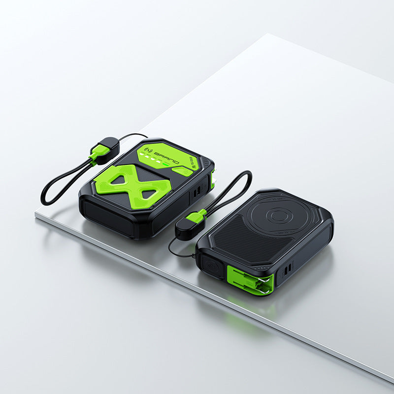 Portable power bank with dual fast charging function and intelligent cable management Bowlift