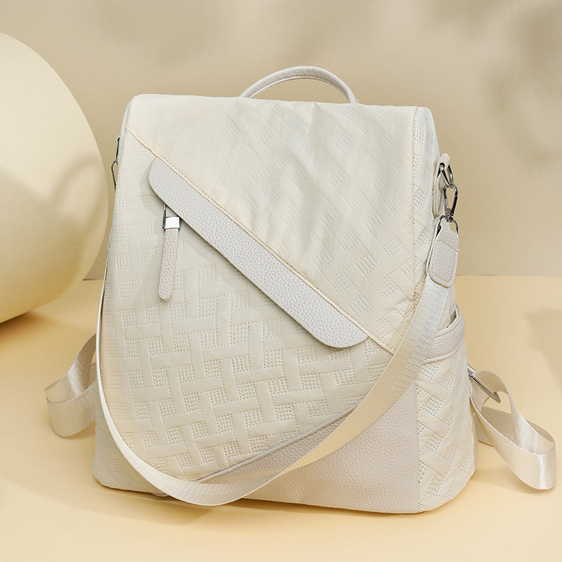 Elegant Textured Leather Backpack Bowlift