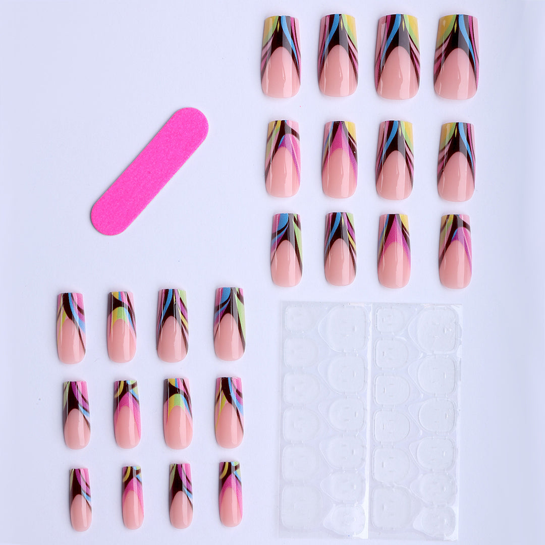 Artificial nails in modern design with colorful accents Bowlift