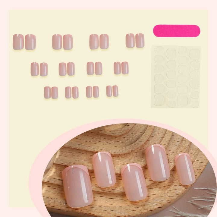 Artificial nail set with elegant French design and sparkling accents Bowlift