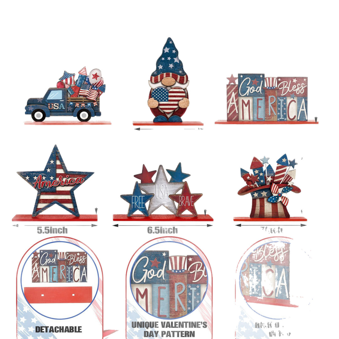 Unisex nan decorative wooden table decor Americana set with multi-part stars and figures Bowlift