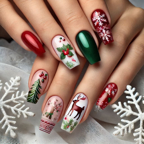Artificial nails with festive Christmas designs Bowlift