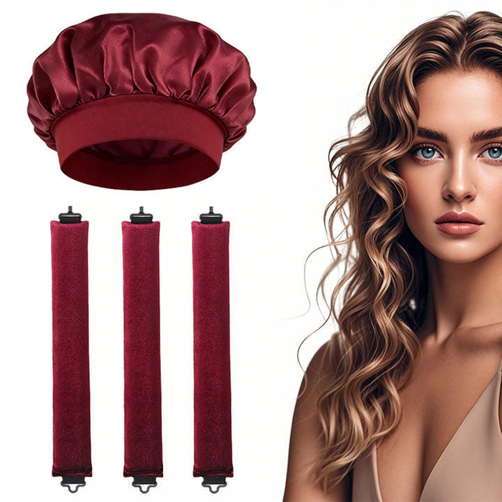 Satin Sleep Cap and Hair Rollers