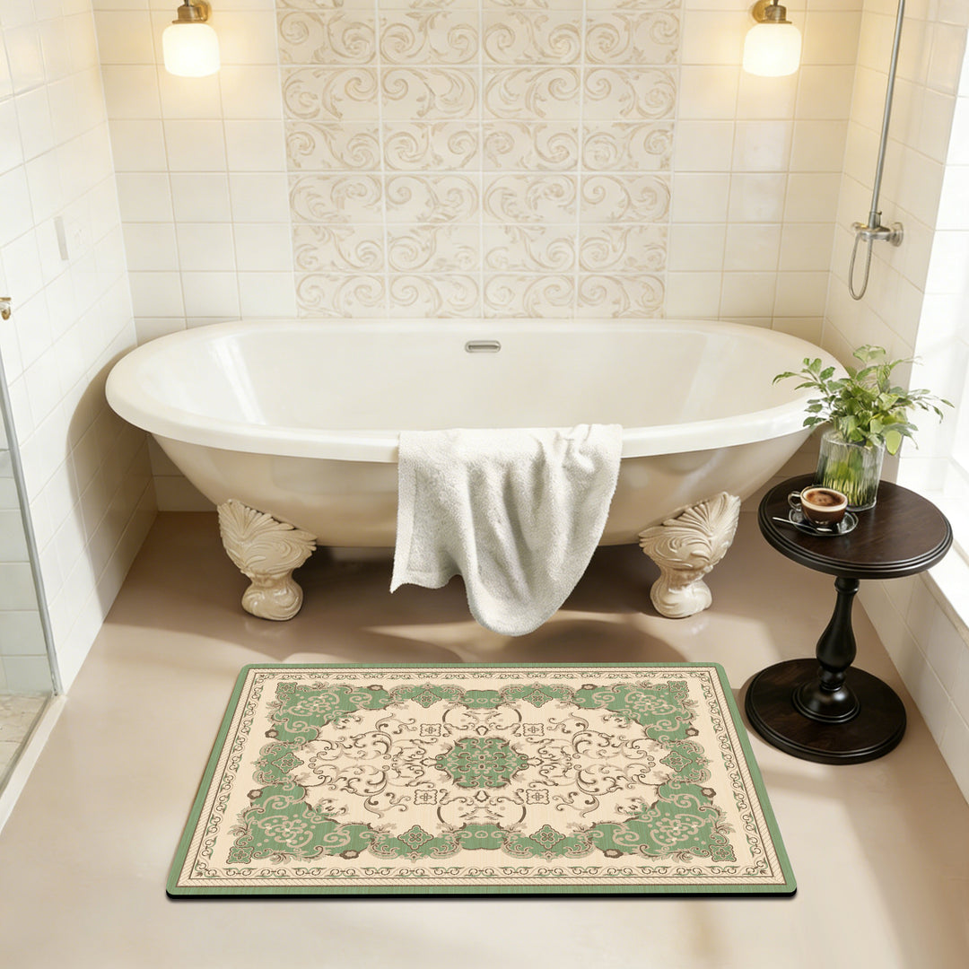 Elegant Vintage Floral Bath Mat Bowlift 1788245864