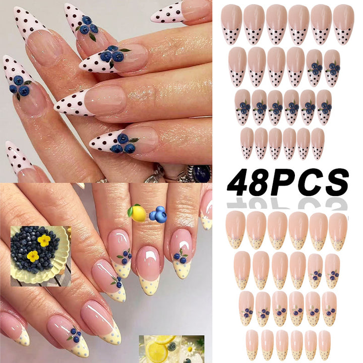 French Tip Floral Press-On Nail Set Bowlift