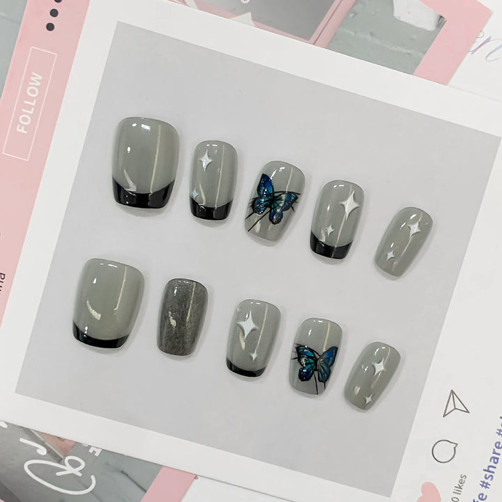 Artistic nail tips with butterfly designs Bowlift
