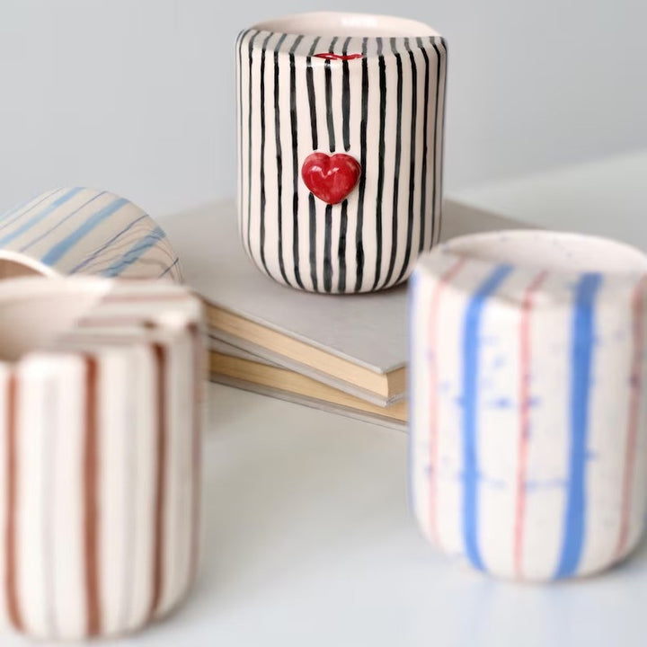 Artistic Striped Ceramic Pencil Holder