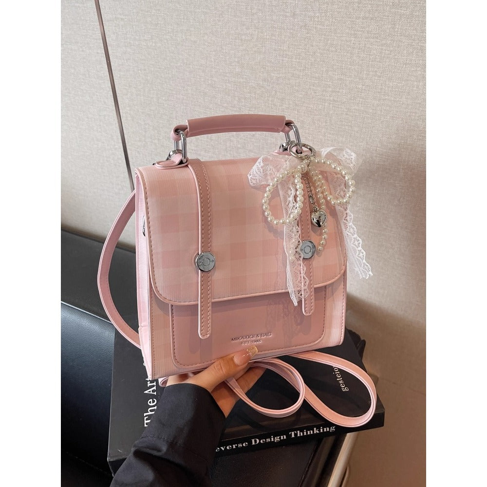 Vintage-Style Checkered Crossbody Bag Bowlift