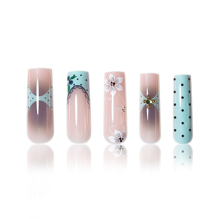 Artistic Long Length Press-On Nail Art Bowlift