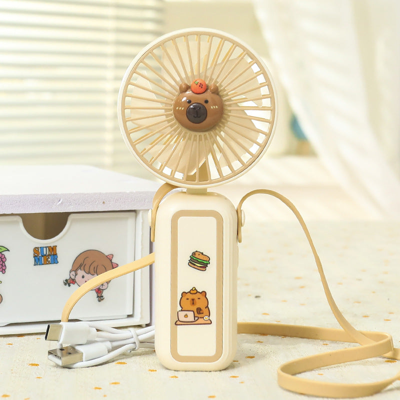 Women's Portable Mini Hand Fan with Cute Animal Design Bowlift
