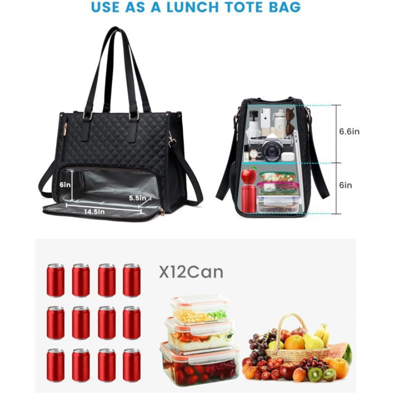 Stylish Quilted Insulated Lunch Tote Bowlift