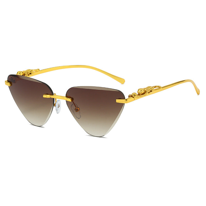 Women's Designer Sunglasses with Creative, Triangular Frame and Elegant Gold Accents Bowlift