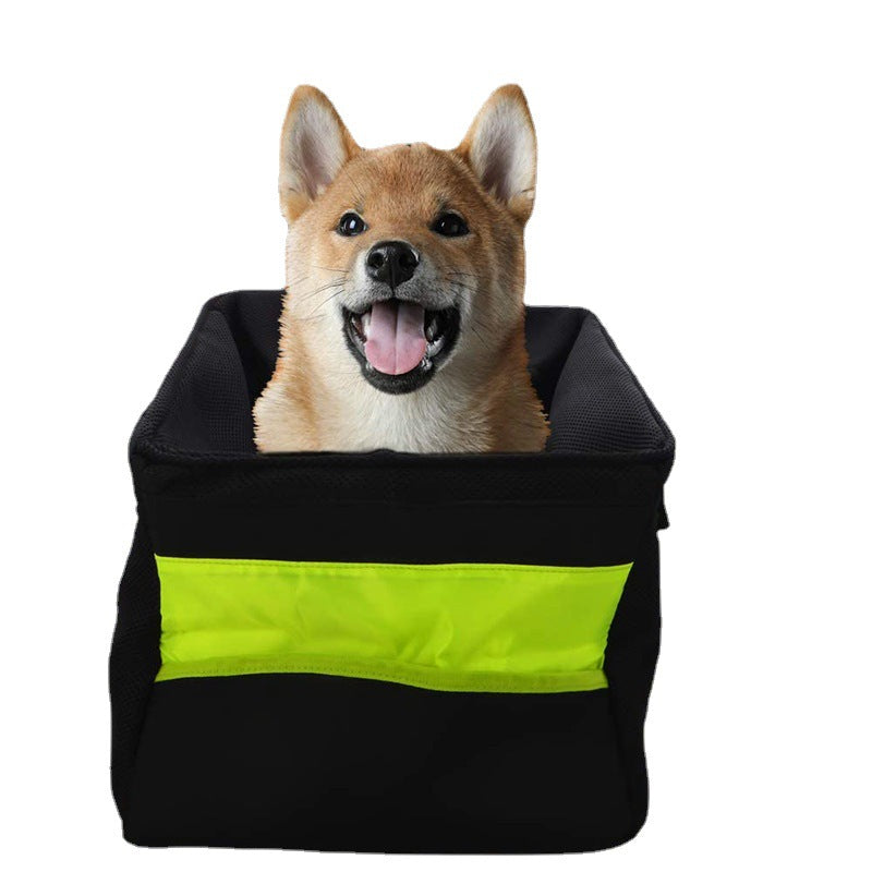 front-mount urban bike pet carrier basket with high-visibility strip padded foam walls quick-release mount and internal safety leash Bowlift