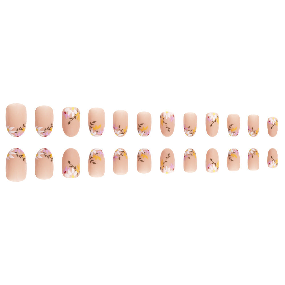 Floral Decorative Press-On Nail Set Bowlift